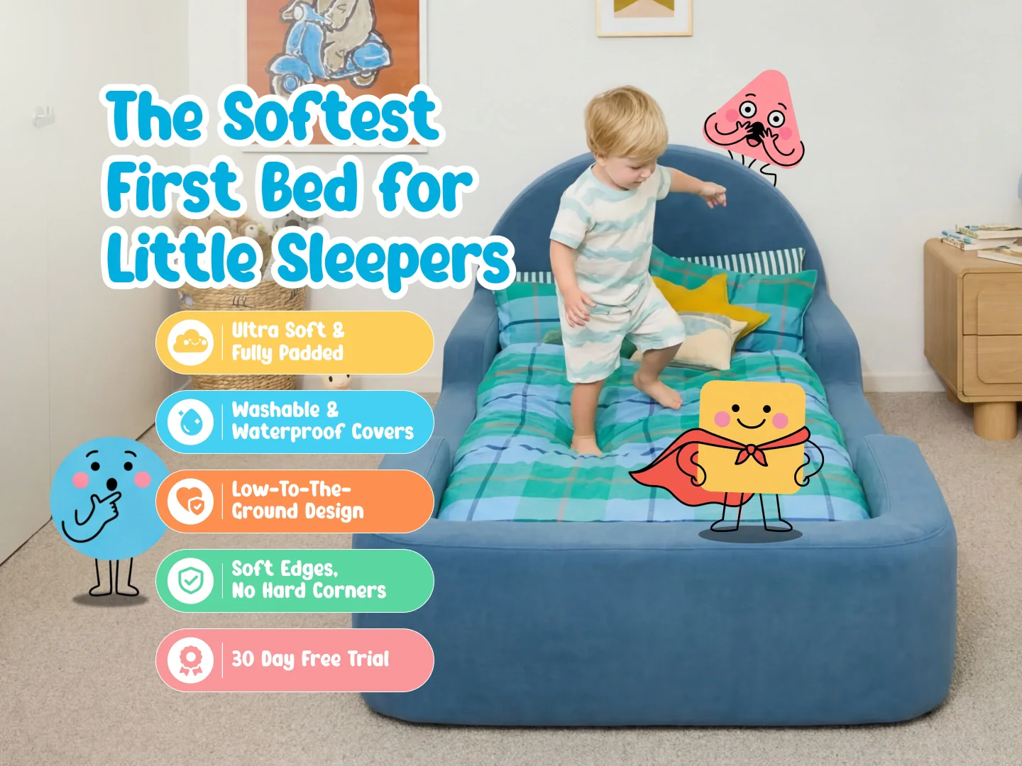 Little Lifely King Single Bed - Dusty Blue - Image 2